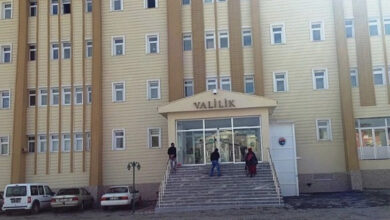 Görselde Ardahan Valiliği hizmet binası ve bina girişinde birçok merdiven var.