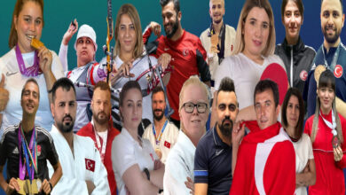 Milli paralimpik sporcuların fotoğraflarının yan yana dizildiği bir görsel.