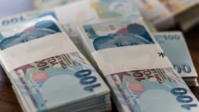 Fotoğrafta, Türk Lirası'na ait 100 TL banknotlarının deste halinde düzenlenmiş şekilde yer aldığı görülüyor. Banknotlar üst üste yığılmış ve her biri beyaz bir kağıt şeritle bağlanmış. Arka planda bulanık şekilde diğer banknotlar da seçiliyor, ancak odak ön plandaki paraların üzerindedir. Banknotlar üzerinde Atatürk portresi ve mavi tonlar dikkat çekiyor.