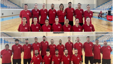 İşitme engelli erkek voleybol milli takımı oyuncuları üst kolajda, kadın milli takımı oyuncuları alt kolajda bulunuyor.