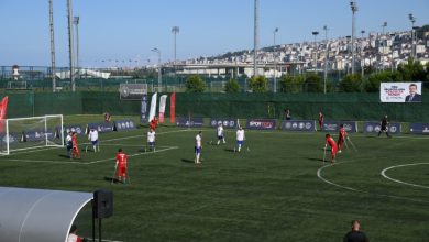 Türkiye Ampute Futbol Milli Takımı ve İtalya Milli Takımı sahada maç yaparken.