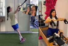 Yan yana iki farklı egzersiz anı görülüyor: Solda, protez bacak kullanan genç bir kişi askı kayışlarıyla spor yaparken; sağda ise bir spor aletinde oturarak kontrollü bir egzersiz hareketi gerçekleştiriyor. Ortamlar spor ve rehabilitasyon odaklı, görüntü azim ve güç hissi veriyor.