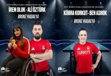 Görsel iki ayrı afişten oluşuyor. Her ikisi de ITTF World Para Challenger Lignano kapsamında bronz madalya kazanan Türk sporcuları gösteriyor.