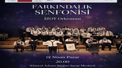 İZOT Orkestrası'nın "Farkındalık Senfonisi" konserine ait bir etkinlik afişidir.