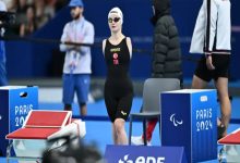 Milli sporcu Sümeyye Boyacı yarış sahasında bulunuyor.