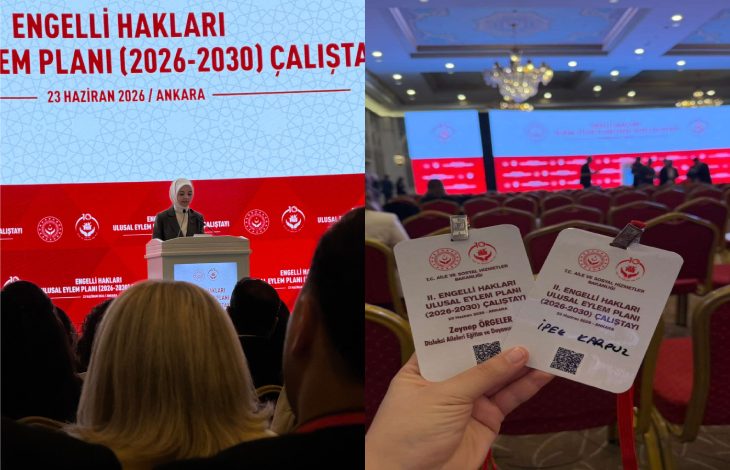 Aile ve Sosyal Hizmetler Bakanlığı tarafından düzenlenen II. Engelli Hakları Ulusal Eylem Planı (2026–2030) Çalıştayı gerçekleştirildi.jpg" başlıklı görsel, yan yana getirilmiş iki farklı fotoğraftan oluşmaktadır.