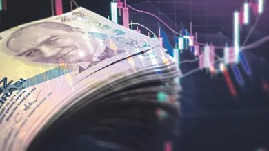 Bir yığın hâlinde duran 200 Türk Lirası banknotları ön planda görülüyor. Arka planda ise dijital finans grafikleri yer alıyor; kırmızı ve yeşil çizgiler, mum grafikleri ve veri noktaları ekonomik hareketliliği simgeliyor. Görsel, Türkiye’de ekonomi ve yatırım trendleri temasını yansıtıyor.