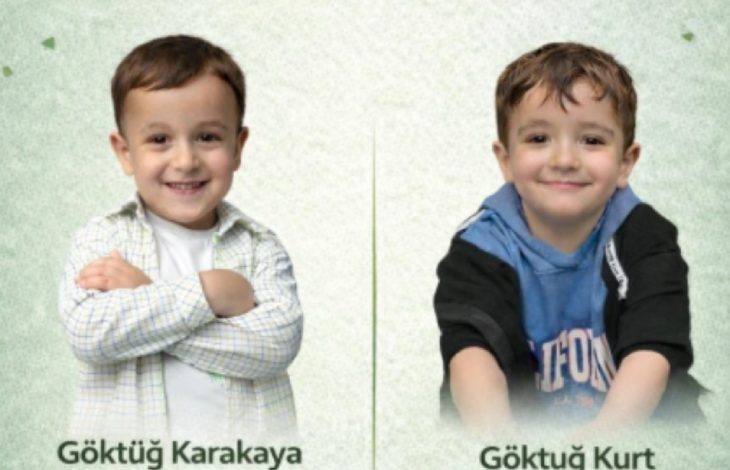 DMD kas hastalığıyla mücadele eden Göktuğ Karakaya ile adaşı Göktuğ Kurt'un fotoğrafları yan yana bulunuyor.